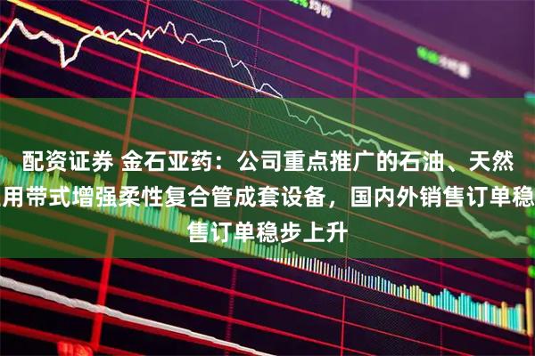 配资证券 金石亚药：公司重点推广的石油、天然气工业用带式增强柔性复合管成套设备，国内外销售订单稳步上升